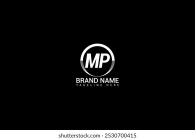Projeto do logotipo da carta MP no fundo preto. MP conceito de logotipo de letra de iniciais criativas. MP design exclusivo.