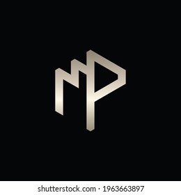 MP letter logo in hexagon shape