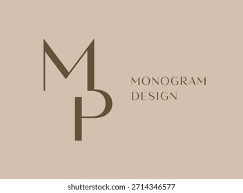 Diseño de icono de logotipo de carta MP. Monograma de las iniciales de lujo de estilo clásico.