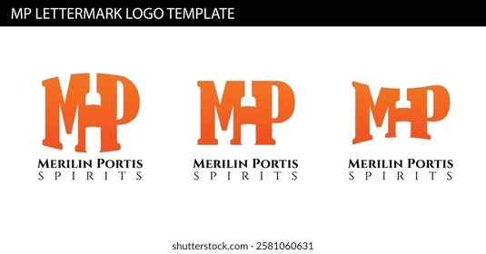 MP letter mark template with wine bottle shape