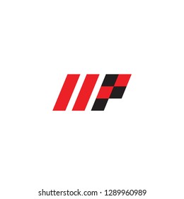 MP  letter with race flag logo design 