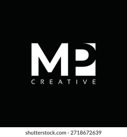 MP letters Logo with negative space design. Letter with geometric typography. Creative Vector Illustration with letters.
