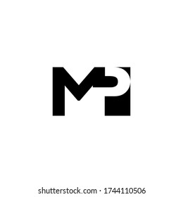 MP Logo. Black Collor. Vector Graphic Branding Letter Element. White Background