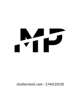 MP Logo. Black Collor. Vector Graphic Branding Letter Element. White Background