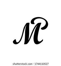 MP Logo. Black Collor. Vector Graphic Branding Letter Element. White Background