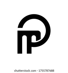 MP Logo. Black Color. Vector Graphic Branding Letter Element. White Background
