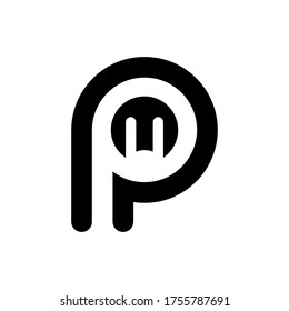 MP Logo. Black Color. Vector Graphic Branding Letter Element. White Background