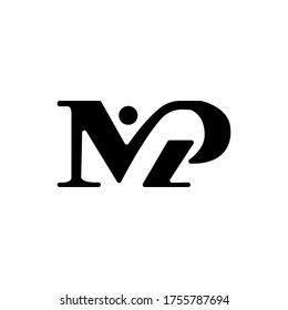 Logotipo MP. Color negro. Elemento Carta de promoción de marca gráfica vectorial. Fondo blanco