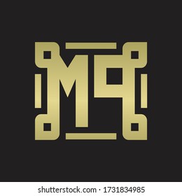 MP Logo monogram with piece line art design template