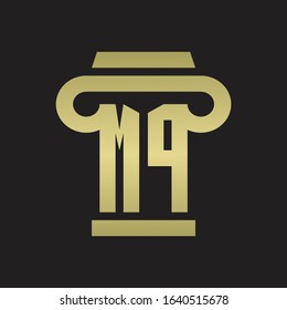 MP Logo monogram with pillar style design template with gold colors
