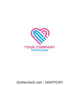MP Love Logo Design Vector