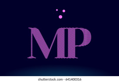 mp m p alphabet letter logo pink line stripes magenta purple blue font creative text dots company vector icon design template