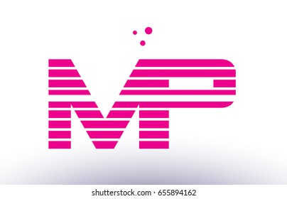 mp m p alphabet letter logo pink purple line stripe company design template creative abstract vector