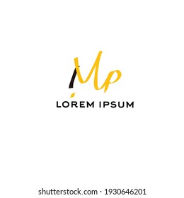 MP m p Initial handwriting creative fashion elegant design logo Sign Symbol template vector icon