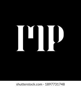 Letra blanca MP. Plantilla de logotipo de carta simple y creativa.
