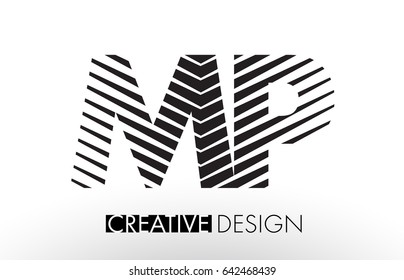 MP M P Lines Letter Design with Creative Elegant Zebra Vector Illustration.