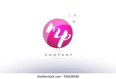 mp m p  sphere pink 3d alphabet company letter combination logo hand writting written design vector icon template 