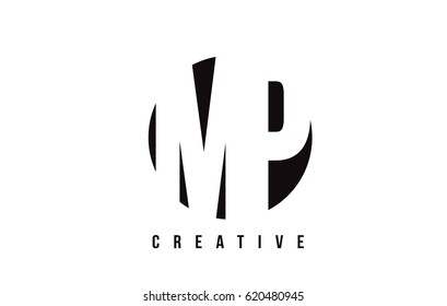MP M P White Letter Logo Design with Circle Background Vector Illustration Template.