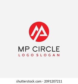 MP MA initials circle red logo vector image