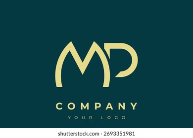 MP moderno logotipo de oro. Este moderno y elegante logotipo presenta un elegante diseño de monograma que combina las letras A y B en una forma estilizada y minimalista.