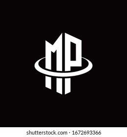 MP monogram logo in a hexagon style and surrounded by a ring