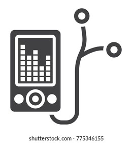 Mp player device glyph icon, fitness and audio, music sign vector graphics, a solid pattern on a white background, eps 10.