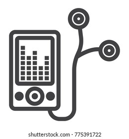 Mp player device line icon, fitness and audio, music sign vector graphics, a linear pattern on a white background, eps 10.