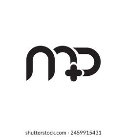 MP with Plus logo design vector