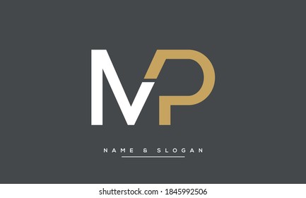 Monograma emblema de las letras abstractas MP, PM