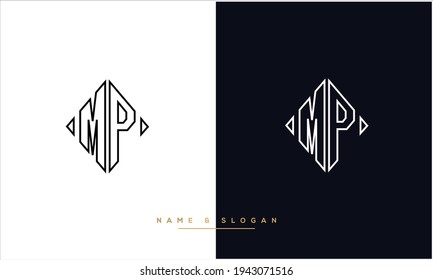 Logotipo de las letras abstractas MP ,PM Monograma