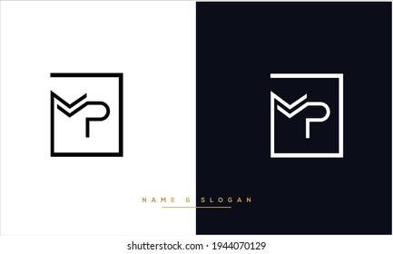 MP ,PM Abstract Letters Logo Monogram