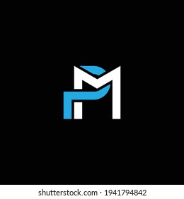 MP or PM abstract outstanding professional business awesome artistic branding company different colors illustration logo