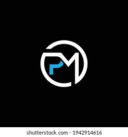 MP or PM abstract outstanding professional business awesome artistic branding company different colors illustration logo