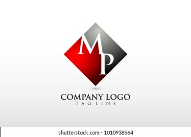 mp, pm letter company letter logo design vector