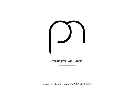 MP, PM, M, P abstract letters logo monogram