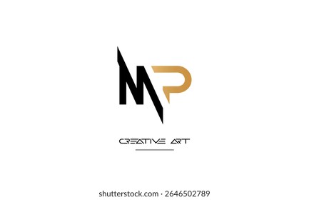 Monograma del logotipo de las letras abstractas de MP, PM, M, P