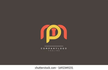 Vector de plantilla de diseño alfabético de logotipo PM M P
