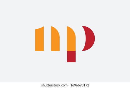 Diseño del logotipo inicial de mp o pm y m o p, plantilla del vector 