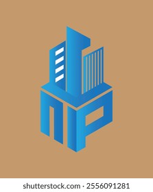 mp  real state hexagon  vector letter logo