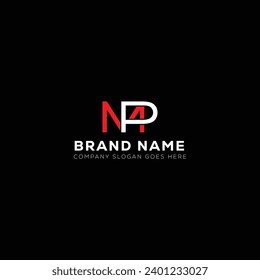 Diseño del logotipo de la letra blanca MP con fondo negro. M P