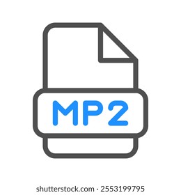 Mp2 document file icon, sleek outline design with a touch of color for video formats