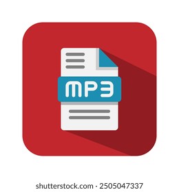 Archivo de audio MP3 iconos planos, extensión, tipo de archivos, documento, icono de símbolo de formato. Ilustración vectorial.