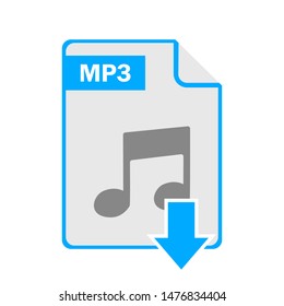 mp3 document icon. flat illustration of mp3 download vector icon for web