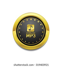 MP3 Download Golden Vector Icon Button