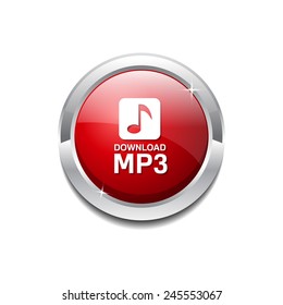 MP3 Download Red Vector Icon Button