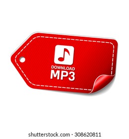 MP3 Download Red Vector Icon Design