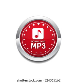 MP3 Download Red Vector Icon Button