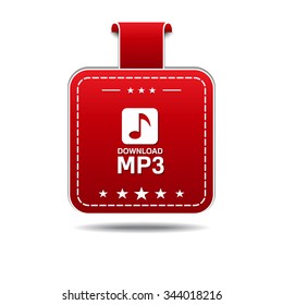 MP3 Download Red Vector Icon Design