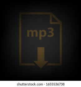 Mp3 download sign. Icon as grid of small orange light bulb in darkness. Illustration.