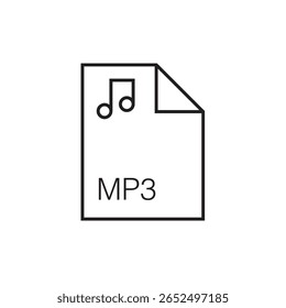 ícone de extensão de arquivo mp3 estrutura de tópicos traçado editável eps 